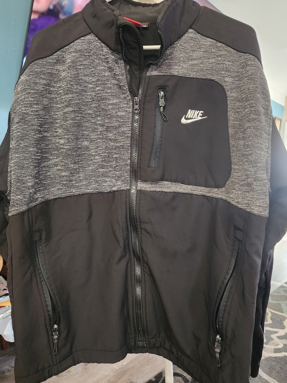 Nike Men’s Black Heather Windbreaker Jacket Sz Medium